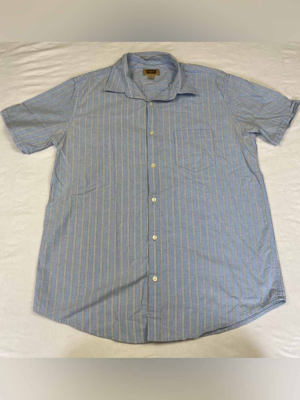 Men's Light Blue Short-Sleeve Striped Button-Up Shirt